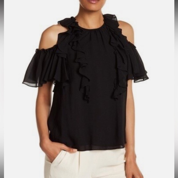 Rebecca Taylor Ruffle Silk Tank Top Black Size 12 Retail $250 Feminine - Picture 3 of 12